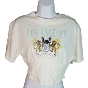 Social Scene Juniors Teen Girls Shirt Crop Top Size Medium Off-white Los Angeles